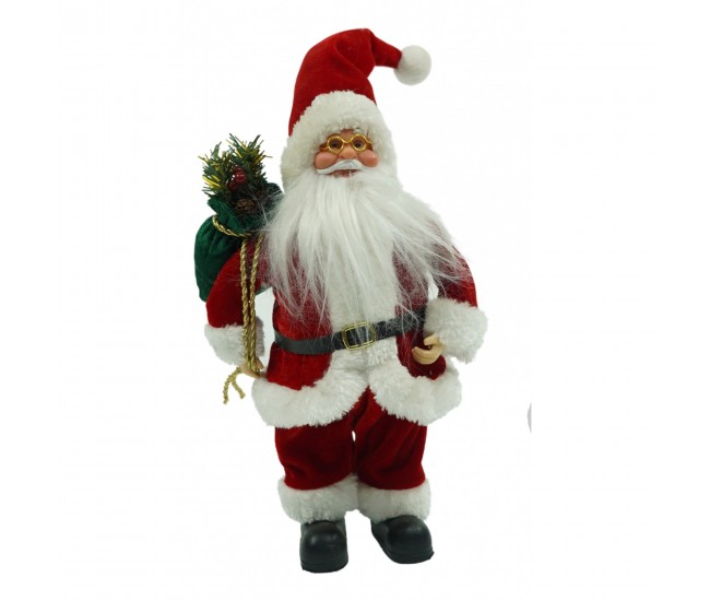 Jucarie decorativa, Flippy, Mos Craciun , standard, lana, tesatura de plus, poliester, 32 cm inaltime, interior/exterior