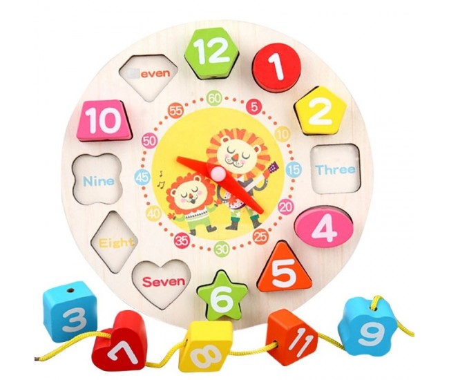 Jucarie Educativa Flippy, Tip Montessori, Model Ceas Leu, din Lemn, + 36 Luni, 12 Piese, 17 cm, Multicolor Jucarie Educativa Flippy, Tip Montessori, Model Ceas Leu, din Lemn, + 36 Luni, 12 Piese, 17 cm, Multicolor