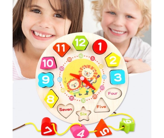 Jucarie Educativa Flippy, Tip Montessori, Model Ceas Leu, din Lemn, + 36 Luni, 12 Piese, 17 cm, Multicolor Jucarie Educativa Flippy, Tip Montessori, Model Ceas Leu, din Lemn, + 36 Luni, 12 Piese, 17 cm, Multicolor