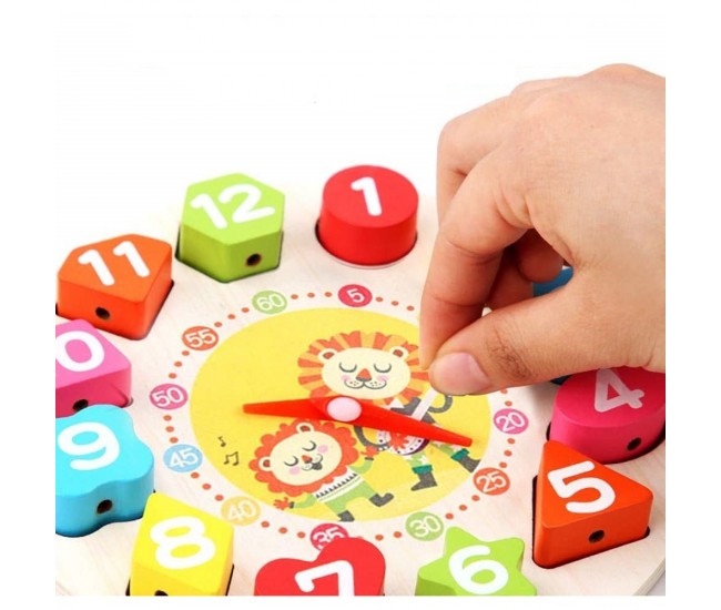 Jucarie Educativa Flippy, Tip Montessori, Model Ceas Leu, din Lemn, + 36 Luni, 12 Piese, 17 cm, Multicolor Jucarie Educativa Flippy, Tip Montessori, Model Ceas Leu, din Lemn, + 36 Luni, 12 Piese, 17 cm, Multicolor