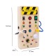 Jucarie Educativa Montessori pentru Copii, Flippy, Model Busy Board, Tableta din Lemn cu Circuit Luminos, 36 Comutatoare, Lumini LED, 19,5 x 9,7 x 3 cm, Lemn Natur