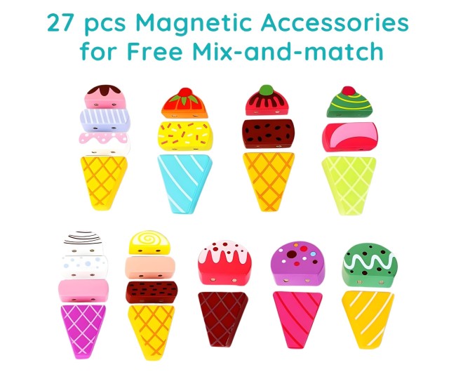 Jucarie Educativa Montessori, Flippy, Model Camion de Inghetata, Sortator Forme, 22 x 11 x 12 cm, 3+ ani, Multicolor