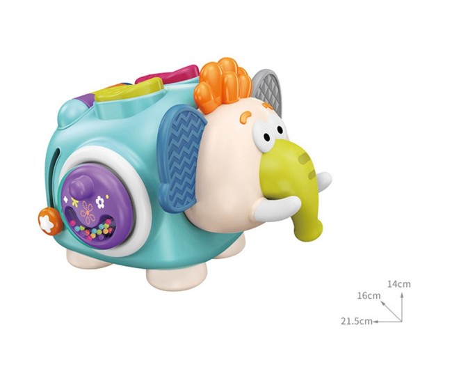 Jucarie interactiva Montessori, Flippy, Jucarie pentru Bebelusi, Model Elefant Dragut, din Plastic rezistent, Varsta 18+ luni, 21 x 16 x 14 cm, Verde deschis
