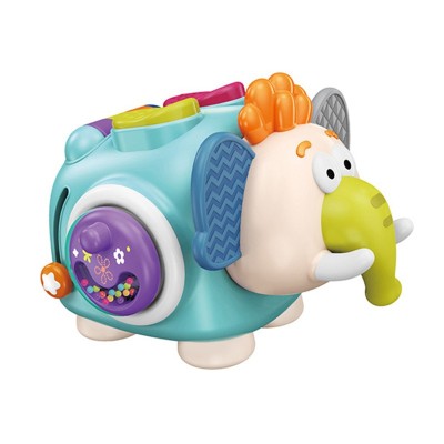 Jucarie interactiva Montessori, Flippy, Jucarie pentru Bebelusi, Model Elefant Dragut, din Plastic rezistent, Varsta 18+ luni, 21 x 16 x 14 cm, Verde deschis