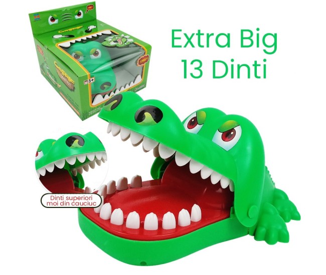 Jucarie interactiva Crocodil Dentist, Flippy, Joc de Grup/Familie, 13 Dinti, Extra Big 21 x 14.5 x 11 cm, Verde Jucarie interactiva Crocodil Dentist, Flippy, Joc de Grup/Familie, 13 Dinti, Extra Big 21 x 14.5 x 11 cm, Verde