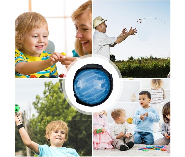 Jucarie Interactiva, Flippy, Minge Saltareata Crystal Ball, cu Banda Elastica, 6 cm, +7 Ani, din Plastic, Albastru