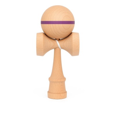 Jucarie Interactiva Kendama, Flippy, din Lemn, 18 cm, Joc de Indemanare pentru Copii si Adulti, Model cu Dunga, Mov