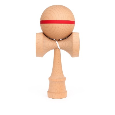 Jucarie Interactiva Kendama, Flippy, din Lemn, 18 cm, Joc de Indemanare pentru Copii si Adulti, Model cu Dunga, Roz