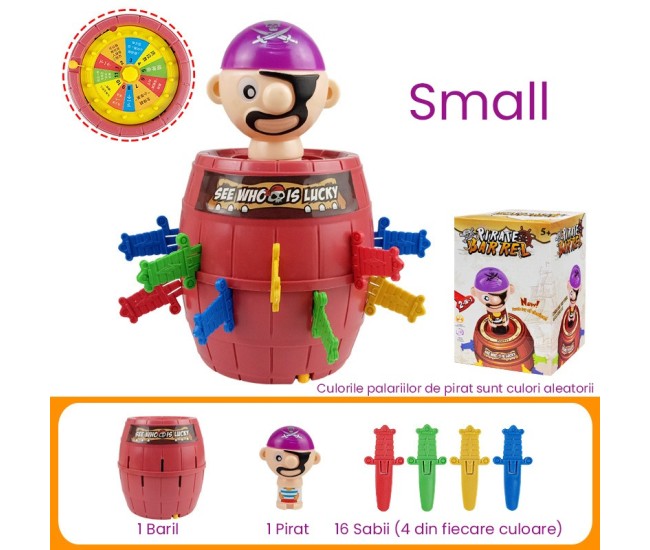 Jucarie interactiva Pirat Saltaret, Flippy, Joc de Grup/Familie, 16 sabii + 1 Pirat, 10 x 10 x 16.5 cm Mov/Maro Jucarie interactiva Pirat Saltaret, Flippy, Joc de Grup/Familie, 16 sabii + 1 Pirat, 10 x 10 x 16.5 cm Mov/Maro