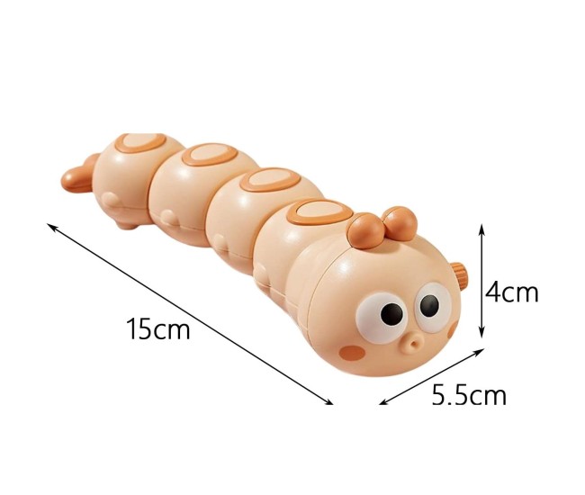 Jucarie mecanica pentru copii Flippy, omida haioasa, cu cheita, distractiva, se taraste, se misca, 15 x 4 cm, portocaliu