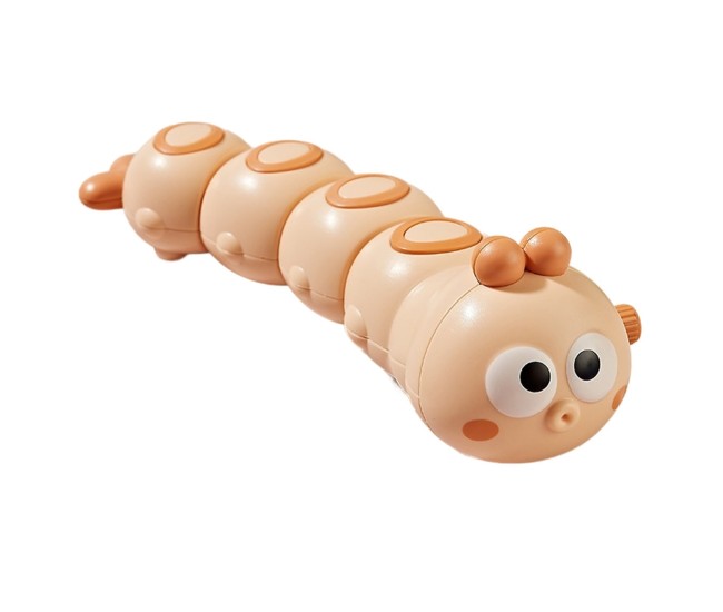 Jucarie mecanica pentru copii Flippy, omida haioasa, cu cheita, distractiva, se taraste, se misca, 15 x 4 cm, portocaliu