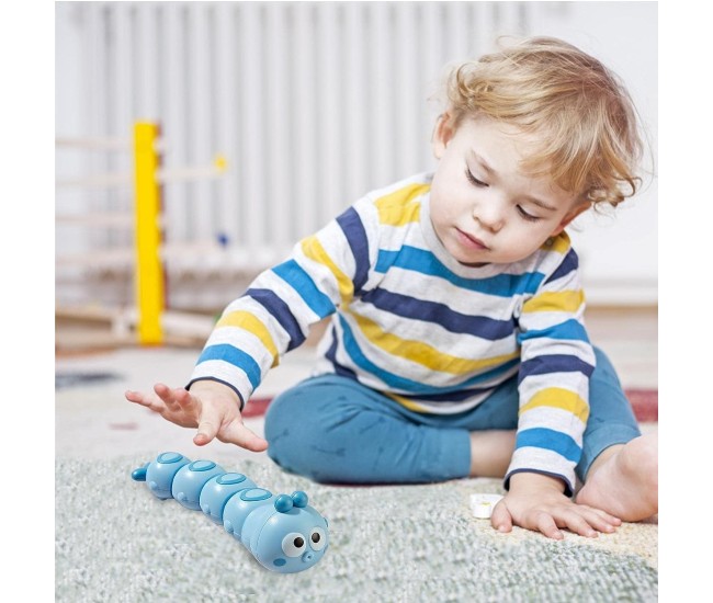 Jucarie mecanica pentru copii Flippy, omida haioasa, material ABS, cu cheita, distractiva, se taraste, se misca, 15 x 4 cm, albastru Jucarie mecanica pentru copii Flippy, omida haioasa, material ABS, cu cheita, distractiva, se taraste, se misca, 15 x 4 cm, albastru