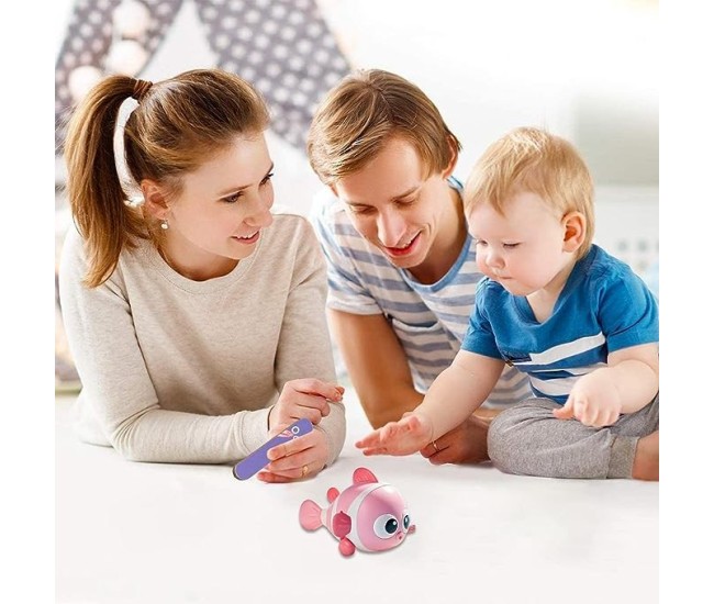 Jucarie mecanica pentru copii Flippy, pestisor haios, cu cheita, distractiv, se taraste, se misca, 11 x 9 x 7.5 cm cm, roz Jucarie mecanica pentru copii Flippy, pestisor haios, cu cheita, distractiv, se taraste, se misca, 11 x 9 x 7.5 cm cm, roz