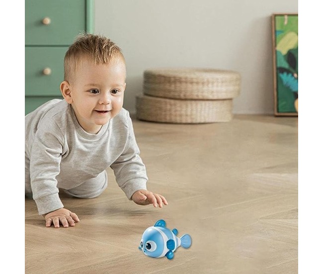 Jucarie mecanica pentru copii Flippy, pestisor haios, cu cheita, distractiv, se taraste, se misca, 11 x 9 x 7.5 cm cm, albastru Jucarie mecanica pentru copii Flippy, pestisor haios, cu cheita, distractiv, se taraste, se misca, 11 x 9 x 7.5 cm cm, albastru