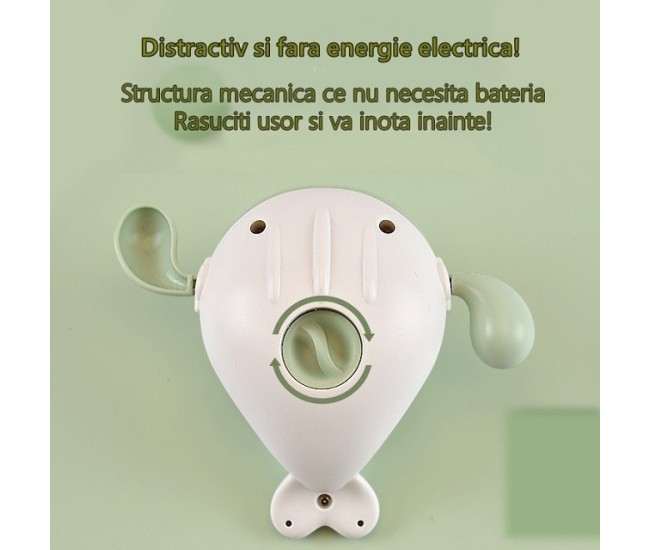 Jucarie pentru baie pentru copii, Flippy, balena verde Jucarie pentru baie pentru copii, Flippy, balena verde