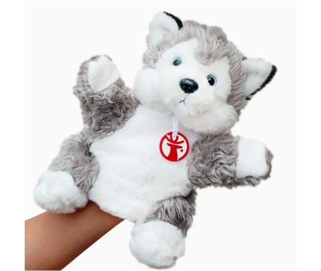 Papusa de Mana pentru Teatru de Papusi, Flippy, din Plus, 25 x 10 x 8 cm, Model Husky, Gri Papusa de Mana pentru Teatru de Papusi, Flippy, din Plus, 25 x 10 x 8 cm, Model Husky, Gri