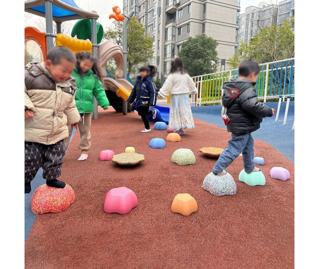 Jucarie Senzoriala de Echilibru, Flippy, Tip Stepping Stones, 5 Piese, din Spuma, pentru Miscare, Sarituri, Prindere, Diametru 28 cm, Model 2, Multicolor Jucarie Senzoriala de Echilibru, Flippy, Tip Stepping Stones, 5 Piese, din Spuma, pentru Miscare, Sarituri, Prindere, Diametru 28 cm, Model 2, Multicolor