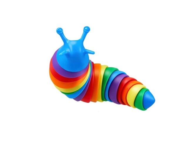 Jucarie senzoriala pentru copii, Flippy, melc, cu articulatii si lumini, 19 cm, multicolor