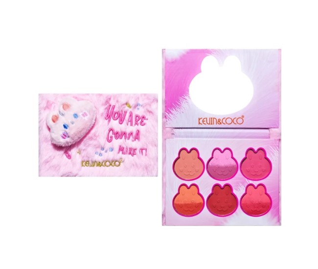 Set de Machiaj Kevin&Coco, 6 culori Blush, Husa Pufoasa, Model Pisicuta, 17.3x12.5x5 cm, Multicolor Set de Machiaj Kevin&Coco, 6 culori Blush, Husa Pufoasa, Model Pisicuta, 17.3x12.5x5 cm, Multicolor
