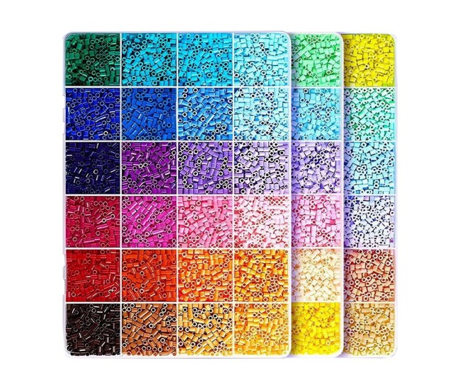 Kit de Margele Perle, Flippy, Set DIY 3D din 72 de Culori, 6000 de piese, Instrumente pentru Margele Incluse, 2.6 mm in cutie, Multicolor