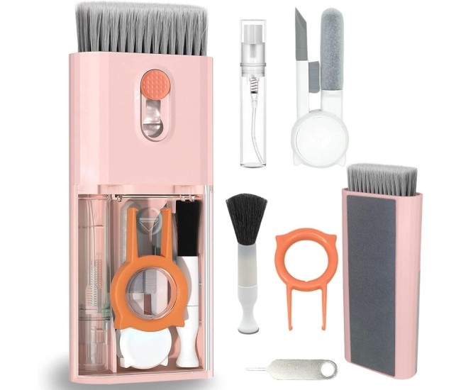 Kit Multifunctional de Curatare Produse Electronice 10in1, Flippy, pentru Laptop, Tastatura, Telefon, Casti, Roz