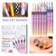 Kit Nail Art, Flippy, Set 12 Markere Acrilice Pentru Unghii, Varf Ultra Fin 0.5 mm, 13 x 10 cm, Multicolor