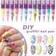 Kit Nail Art, Flippy, Set 12 Markere Acrilice Pentru Unghii, Varf Ultra Fin 0.5 mm, 13 x 10 cm, Multicolor