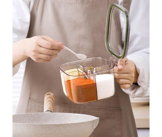 Cutie Depozitare Alimente, Flippy, din Plastic/Silicon, 20 x 10 x 10 cm, 5 Compartimente, Alb/Verde Cutie Depozitare Alimente, Flippy, din Plastic/Silicon, 20 x 10 x 10 cm, 5 Compartimente, Alb/Verde