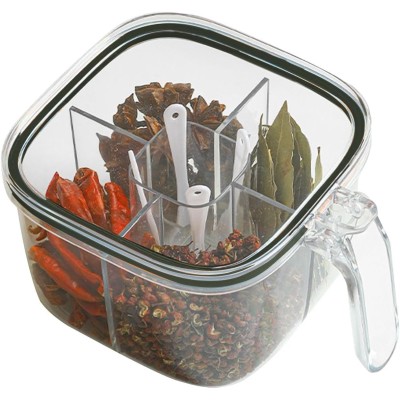 Cutie Depozitare Alimente, Flippy, din Plastic/Silicon, 20 x 10 x 10 cm, 5 Compartimente, Alb/Verde Cutie Depozitare Alimente, Flippy, din Plastic/Silicon, 20 x 10 x 10 cm, 5 Compartimente, Alb/Verde