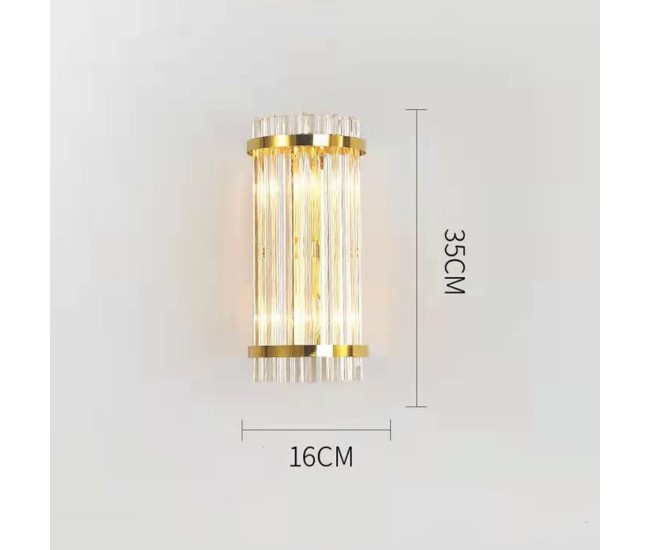 Lampa de Perete in Interior, Flippy, Lampa de Lux pentru Decor de Interior, Corp de Iluminat Tip aplica, din Inox Auriu si Cristal, Lumina Calda Rece Neutra, 35 x 16 cm, Ideal pentru Camere Mici si Medii, Transparent Auriu