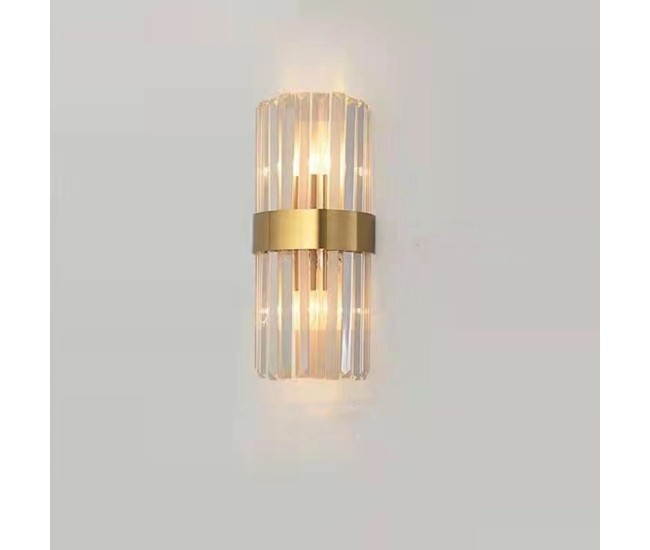 Lampa de Perete in Interior, Flippy, Lampa de Lux pentru Decor de Interior, Corp de Iluminat Tip aplica, din Inox Auriu si Cristal, Lumina Calda Rece Neutra, 30 x 14 cm, Ideal pentru Camere Mici si Medii, Transparent Auriu