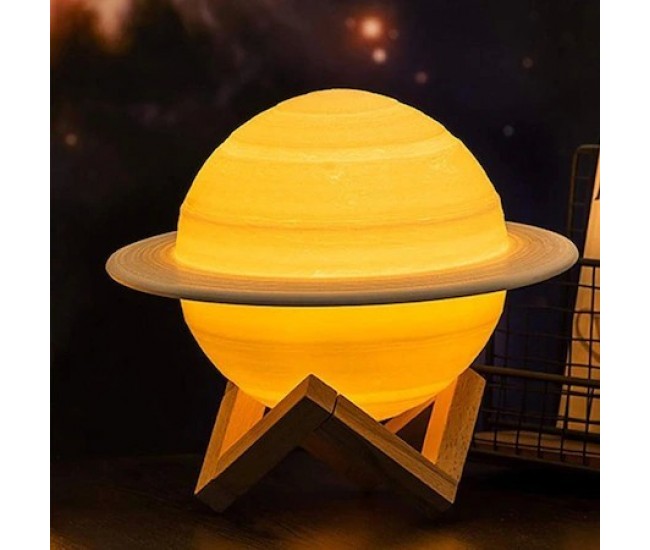 Lampa de veghe in forma de Saturn 3D Moon Light Alb Cald, alimentare baterii, stand plastic inclus, 13 cm, Flippy Lampa de veghe in forma de Saturn 3D Moon Light Alb Cald, alimentare baterii, stand plastic inclus, 13 cm, Flippy