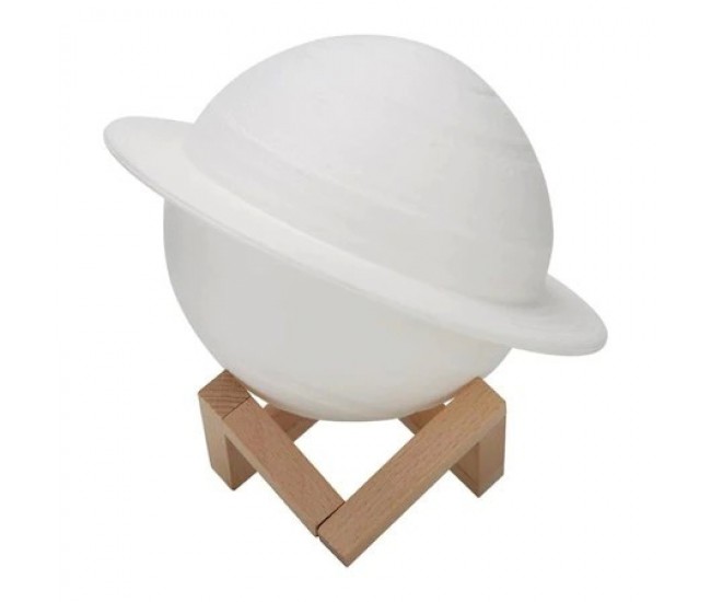 Lampa de veghe in forma de Saturn 3D Moon Light Alb Cald, alimentare baterii, stand plastic inclus, 13 cm, Flippy Lampa de veghe in forma de Saturn 3D Moon Light Alb Cald, alimentare baterii, stand plastic inclus, 13 cm, Flippy