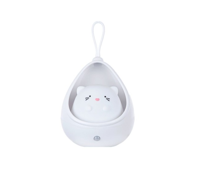 Lampa de Veghe, Flippy, Portabila, cu 2 Moduri de Functionare, Silicon Non-Toxic, Reincarcabila USB, Senzor Miscare, Model Pisica, Alb Lampa de Veghe, Flippy, Portabila, cu 2 Moduri de Functionare, Silicon Non-Toxic, Reincarcabila USB, Senzor Miscare, Model Pisica, Alb