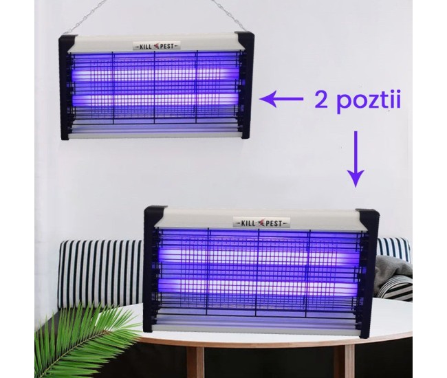 Lampa Electrica Anti Insecte, Flippy, Lumina Neon, 2 tuburi cu putere de 20W, Suspensie Perete, Carcasa din Plastic Metalica, 39 x 25 x 6 cm, Alb Negru Lampa Electrica Anti Insecte, Flippy, Lumina Neon, 2 tuburi cu putere de 20W, Suspensie Perete, Carcasa din Plastic Metalica, 39 x 25 x 6 cm, Alb Negru