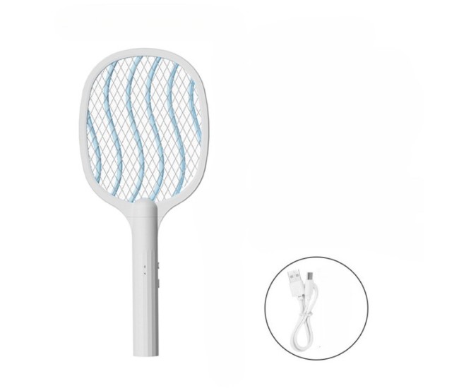 Lampa Electrica Impotriva Tantarilor, Flippy, 42.5 x 18 x 9.2 cm, Reincarcabila cu Cablu USB Inclus, Plasa din Aluminum, Alb