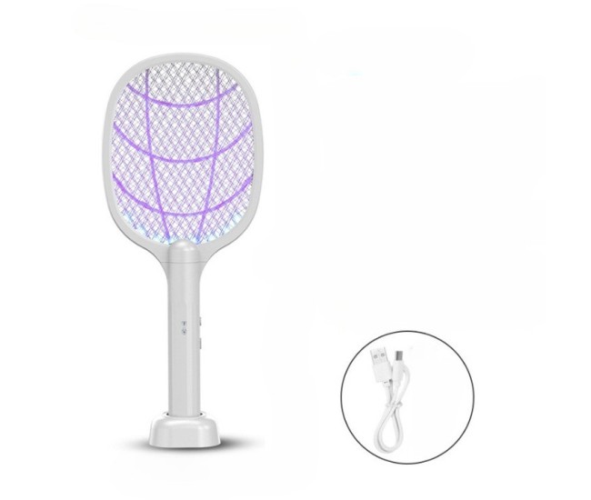 Lampa Electrica Impotriva Tantarilor, Flippy, 42.5 x 18 x 7.5 cm, Reincarcabila cu Cablu USB Inclus, Plasa din Aluminum, Alb