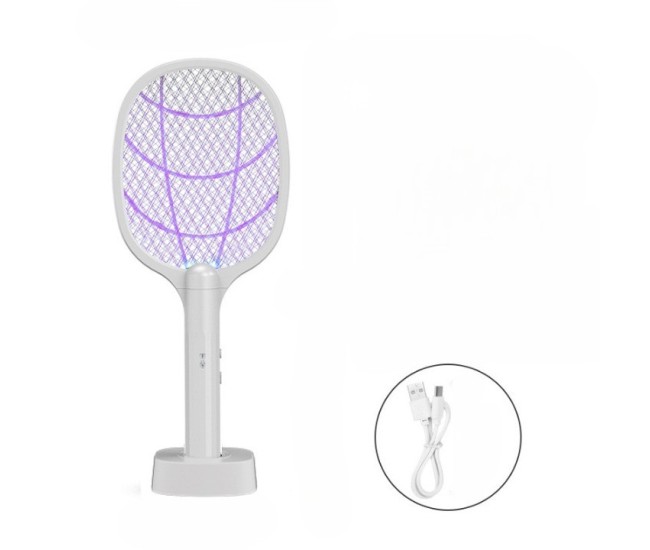 Lampa Electrica Impotriva Tantarilor, Flippy, 43 x 18 x 9.2 cm, Reincarcabila cu Cablu USB Inclus, Plasa din Aluminum Alb