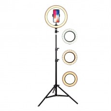 Lampa LED Circulara cu Trepied Metalic Extensibil, Flippy, Lungime Extensie 210 cm, Diametru Lampa 26 cm, Conectare USB, Telecomanda, 3 Trepte de Lumina, Negru Lampa LED Circulara cu Trepied Metalic Extensibil, Flippy, Lungime Extensie 210 cm, Diametru Lampa 26 cm, Conectare USB, Telecomanda, 3 Trepte de Lumina, Negru