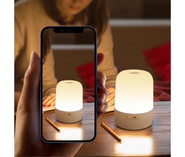 Lampa LED Reincarcabila, Flippy, Lumina in 3 culori albe + 16 Color, Lampa pentru Dormitor, Culori RGB, Lumina de Noapte in Camera Copiilor, 11 x 8 x 8 cm, Alb