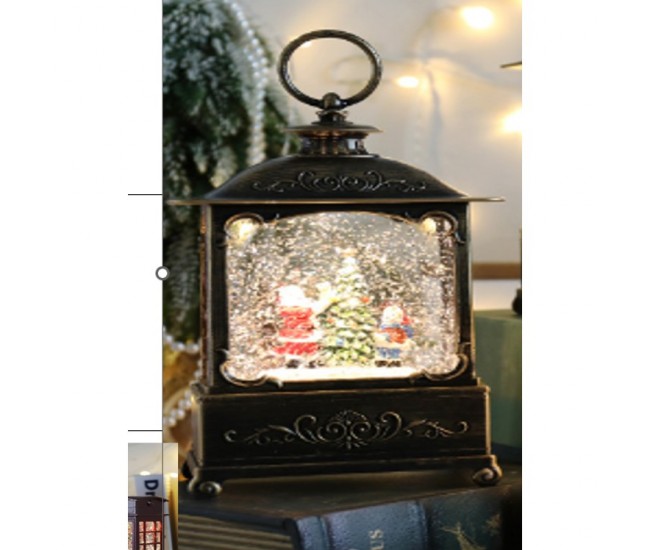 Lampa Neagra Tip Felinar, Alb Cald, Muzica, Cablu USB, 14.5x8x23cm