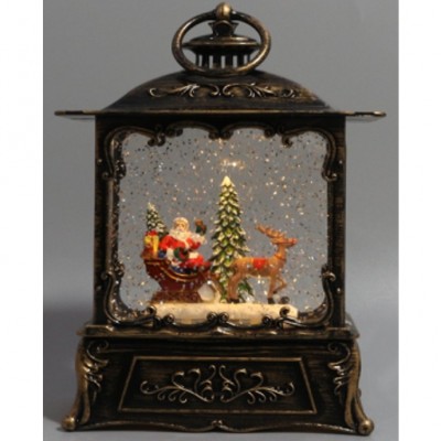 Lampa Neagra Tip Felinar, Alb Cald, Muzica, Cablu USB, 15x8.1x22.5cm