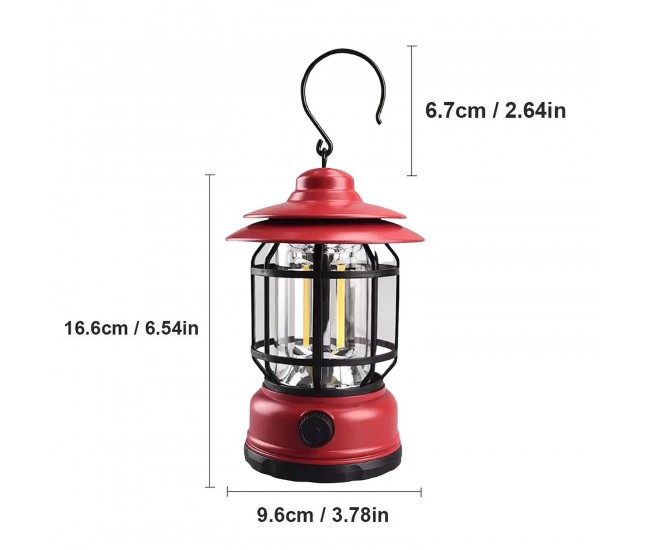 Lampa portabila camping, Felinar Vintage cu carlig, ABS, Iluminare 21 COB LED, Intensitate reglabila, 5W, Flippy, Rosu Lampa portabila camping, Felinar Vintage cu carlig, ABS, Iluminare 21 COB LED, Intensitate reglabila, 5W, Flippy, Rosu