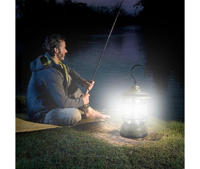Lampa portabila camping, Felinar Vintage cu carlig, ABS, Iluminare 21 COB LED, Intensitate reglabila, 5W, Flippy, Verde Lampa portabila camping, Felinar Vintage cu carlig, ABS, Iluminare 21 COB LED, Intensitate reglabila, 5W, Flippy, Verde