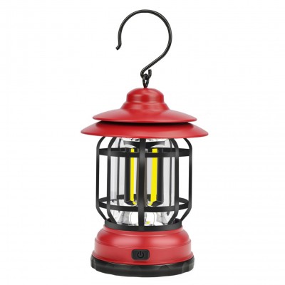 Lampa portabila camping, Felinar Vintage cu carlig, ABS, Iluminare 21 COB LED, Intensitate reglabila, 5W, Flippy, Rosu Lampa portabila camping, Felinar Vintage cu carlig, ABS, Iluminare 21 COB LED, Intensitate reglabila, 5W, Flippy, Rosu