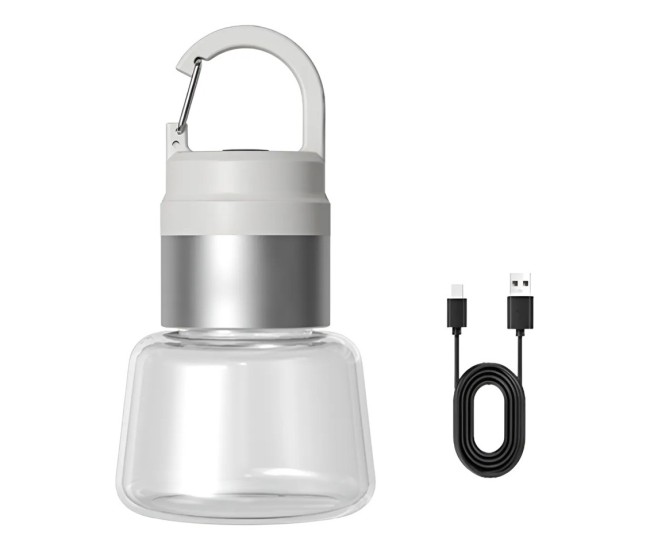 Lampa Portabila, Flippy, de Voiaj/Camping, Incarcare USB, IPX5, LED RGB, din ABS, 300 mAh, 10 x 5.5 x 5.5 cm, Alb