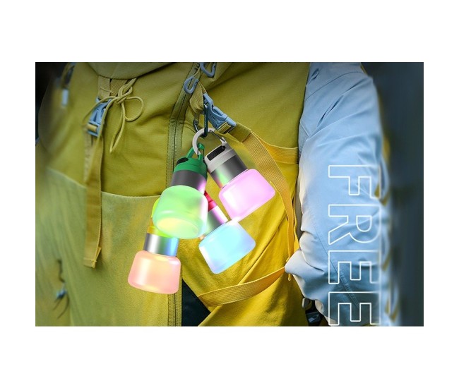 Lampa Portabila, Flippy, de Voiaj/Camping, Incarcare USB, IPX5, LED RGB, din ABS, 300 mAh, 10 x 5.5 x 5.5 cm, Verde Lampa Portabila, Flippy, de Voiaj/Camping, Incarcare USB, IPX5, LED RGB, din ABS, 300 mAh, 10 x 5.5 x 5.5 cm, Verde