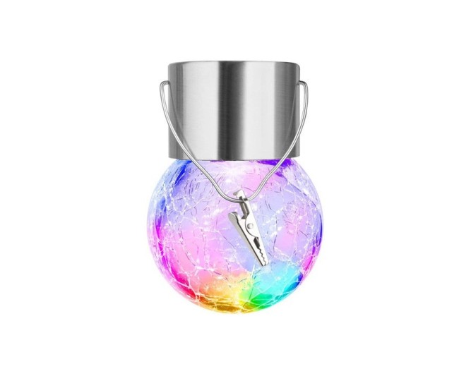 Lampa Solara Flippy, LED, Tip Candelabru Mic, Cu Bila Din Sticla Crapata, Exterioara, Impermeabila, Iluminare 6-12 H, Multicolor Lampa Solara Flippy, LED, Tip Candelabru Mic, Cu Bila Din Sticla Crapata, Exterioara, Impermeabila, Iluminare 6-12 H, Multicolor