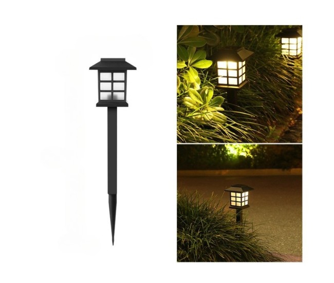 Set 2 Lampa solara Led pentru gradina, Tip felinar, Flippy, Alb cald