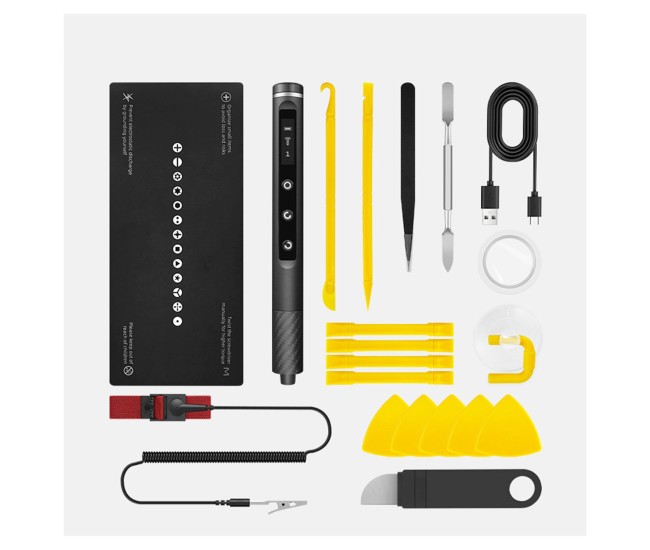 Surubelnita Profesionala Electrica, Flippy, Multifunctionala, Reancarcabila USB, Luminare LED, Kit 71 in 1, Set Complet cu Biti Torx, Phillips, Hex, Pentalobe, 21.4 x 12.4 cm, Negru